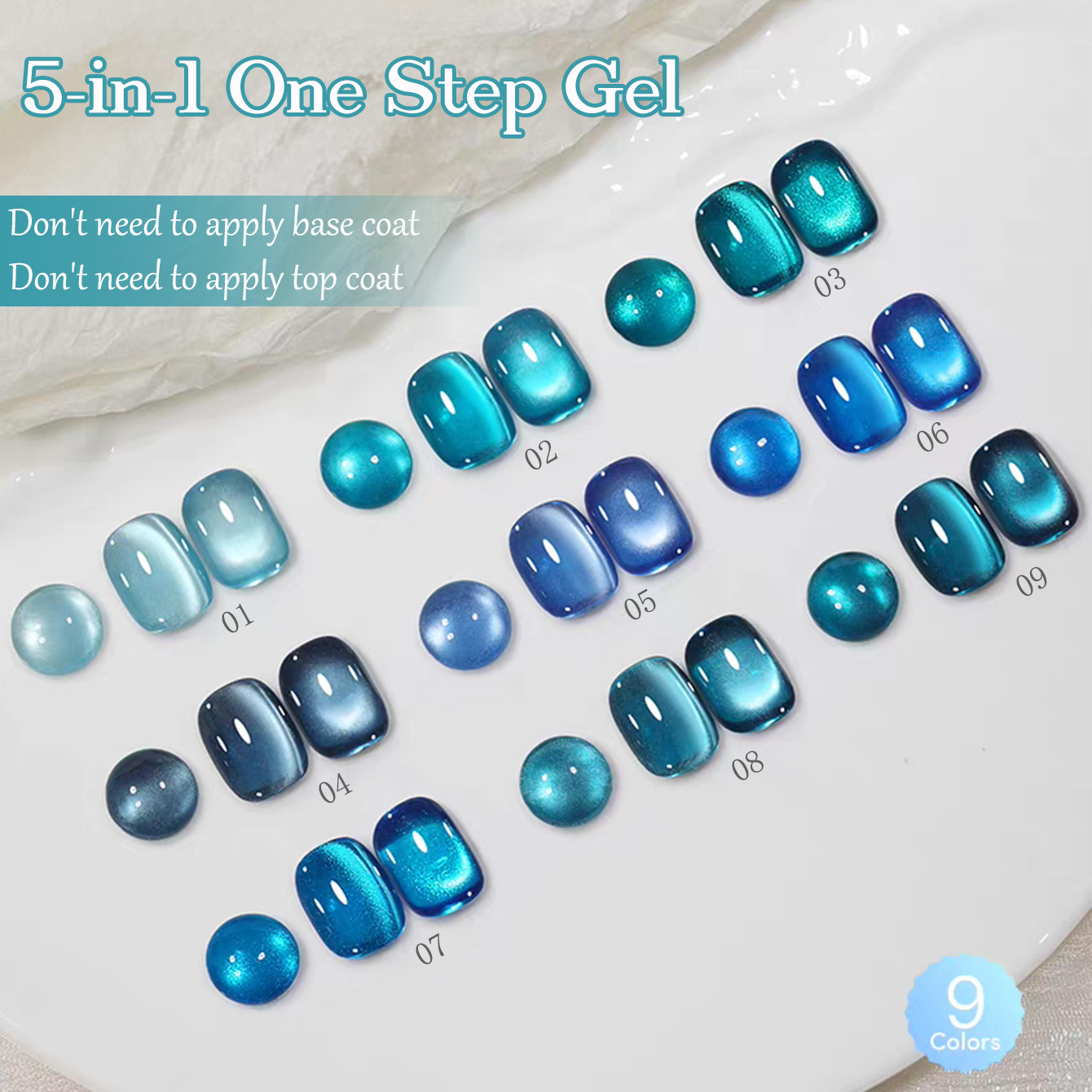 Nail Art Ice Blue - 1pcs SHAKA Sapphire Glass Bead Cat's