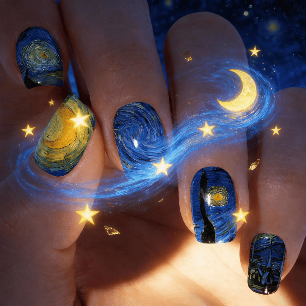 Nail Art Van Gogh - 24pcs Medium Square Vintage Van Gogh