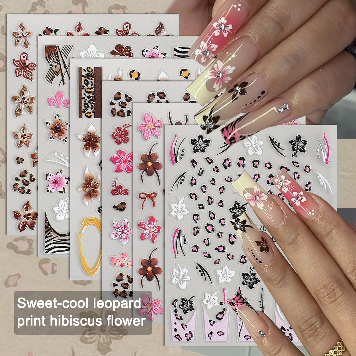 Nail Art Zebra - 3 to 18 Sheets 5D Leopard