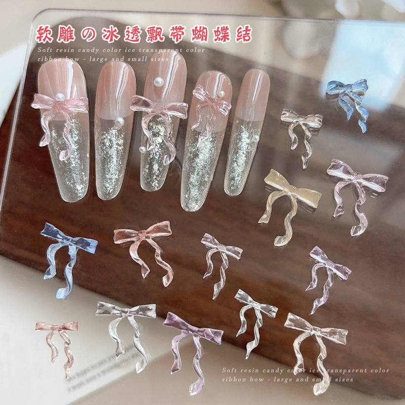 Nail Art Ice Blue - 30PCS Fairy Ice Transparent Pink Blue