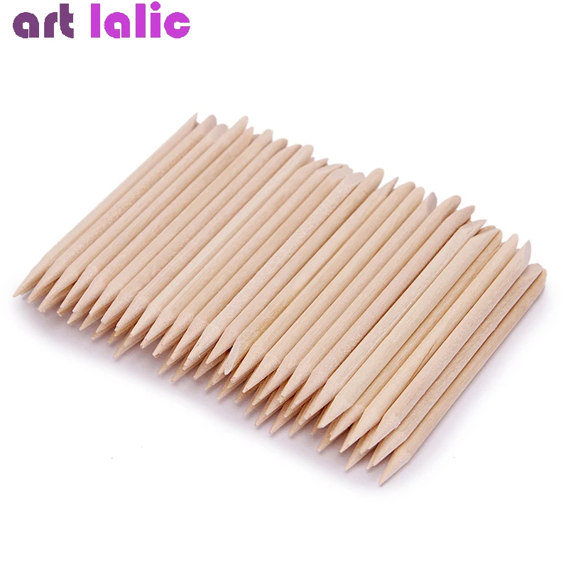 Nail Art Orange - 100Pcs Nail Art Design Orange Wood