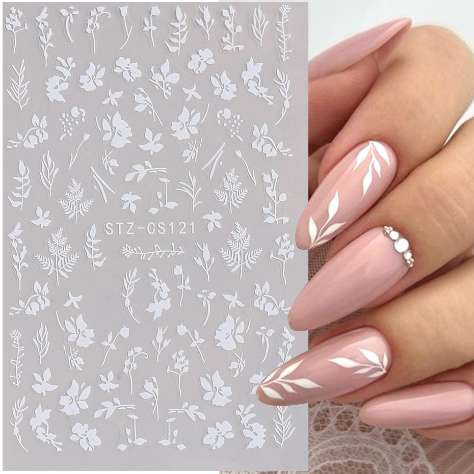 Nail Art Simple Elegant - 2pcs 3D Simple Floral Leaf Nail