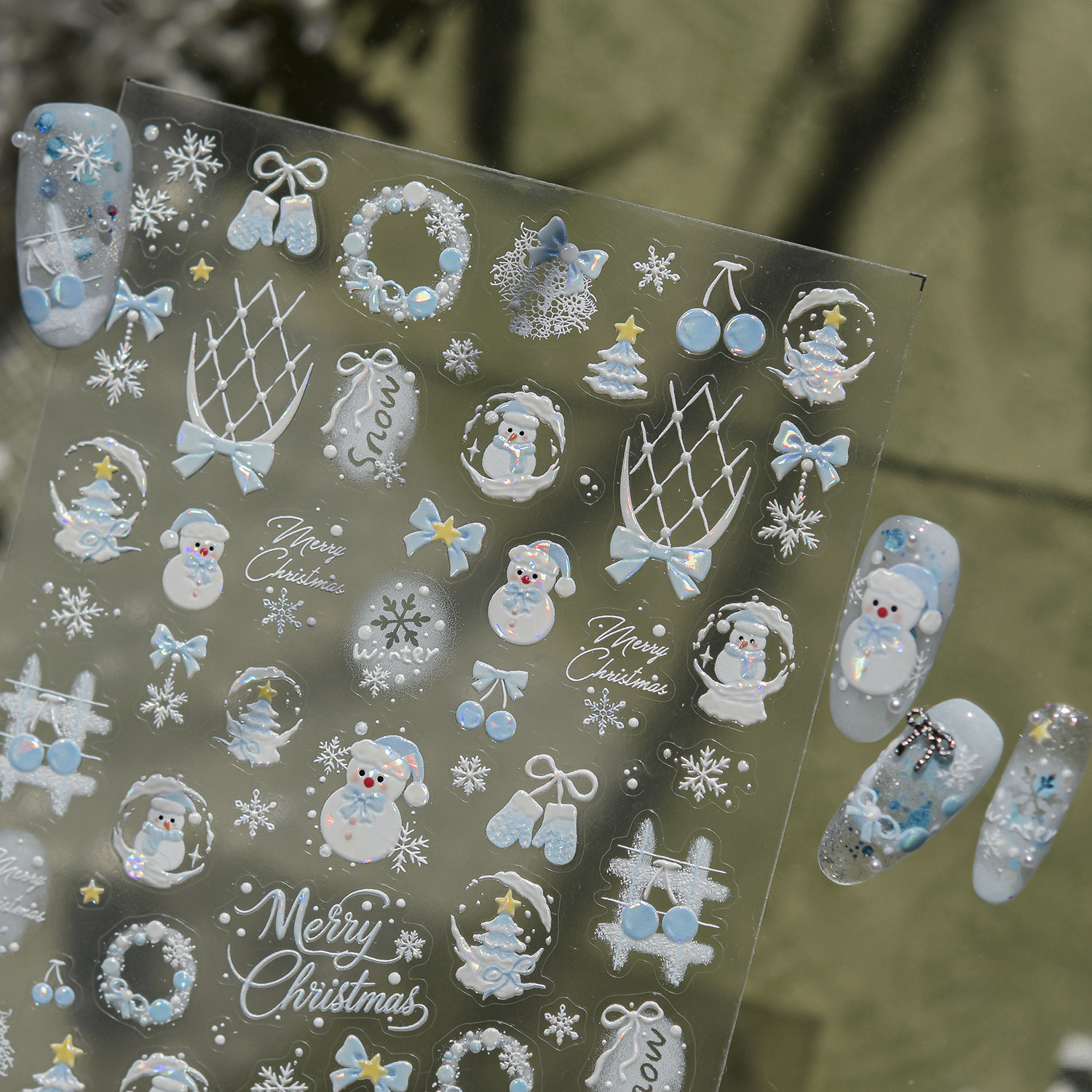 Nail Art Ice Blue - Blue Christmas 5D Nail Art Stickers