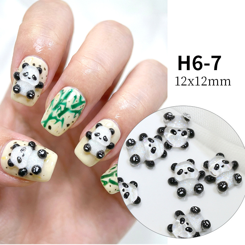 Nail Art Lotso - 20PCS Kawaii Black White Panda Resin