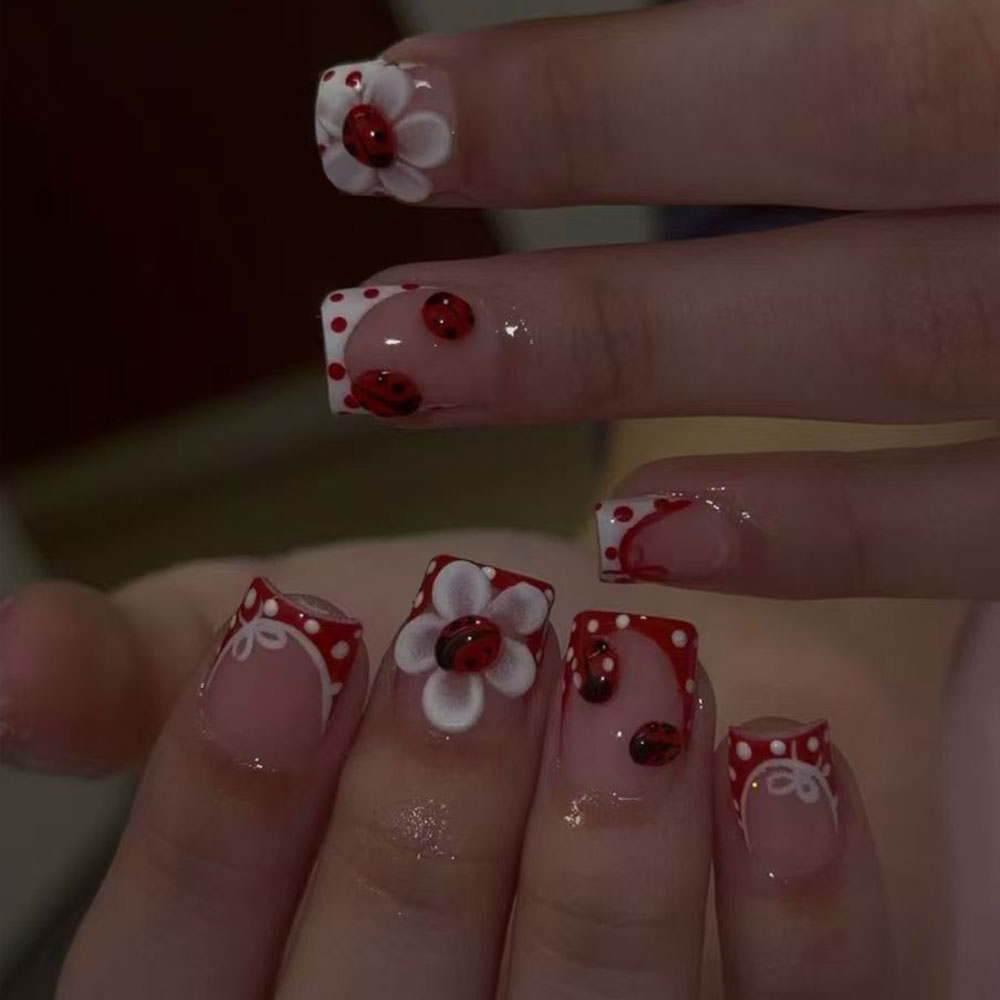 Nail Art French - 24 pieces per set. Rectangular 3D