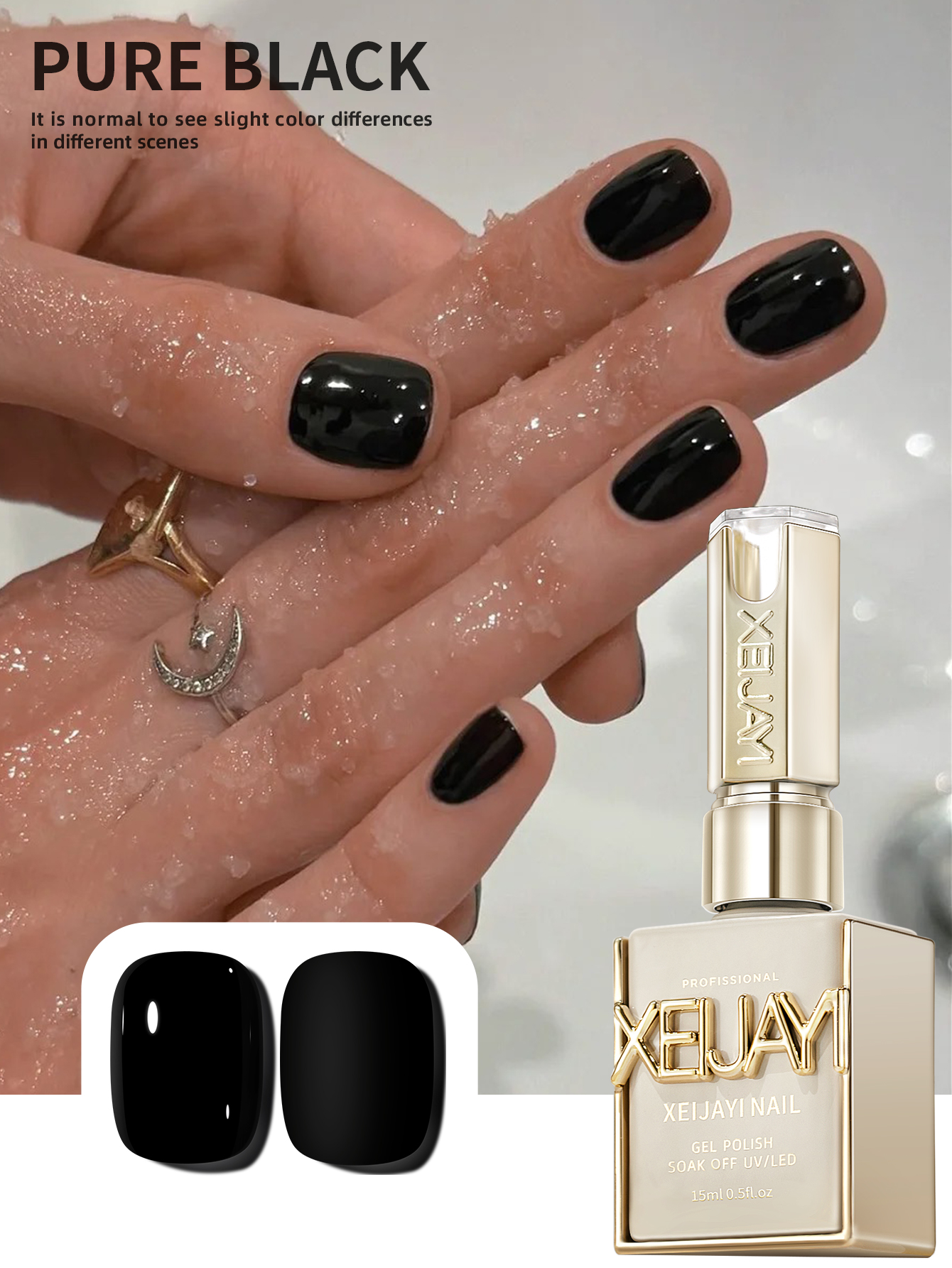 Nail Art Orange - 1pc 15ml Pure Black Gel Nail