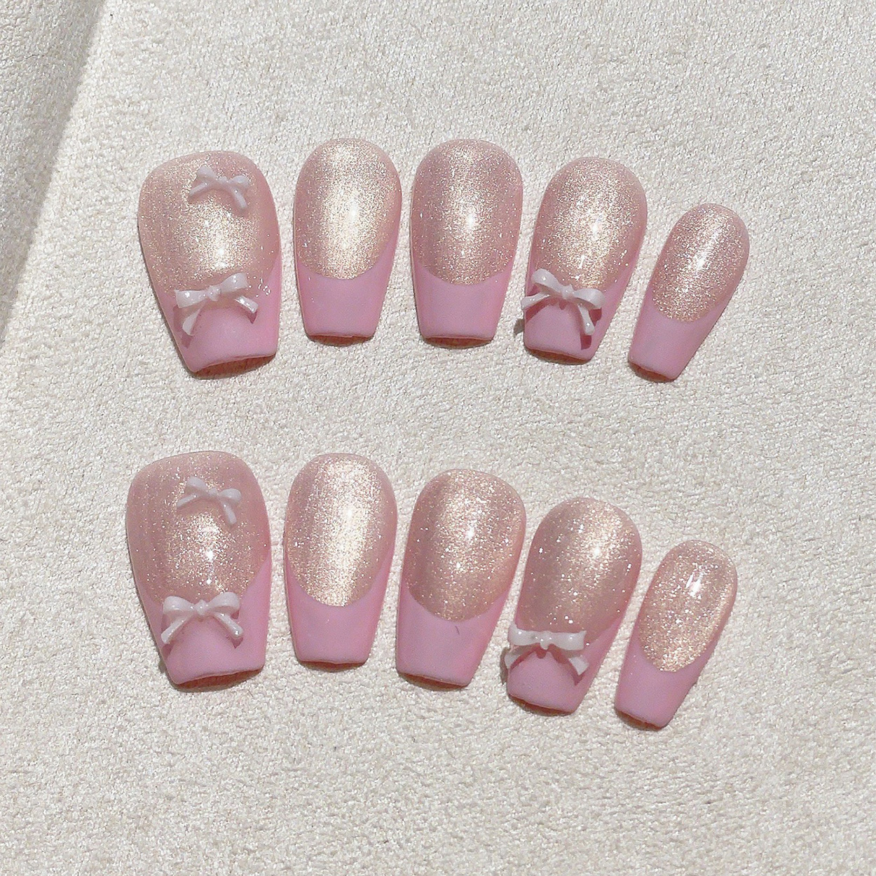 Nail Art Simple Elegant - 10pcs Short Trapezoid Handmade Press On