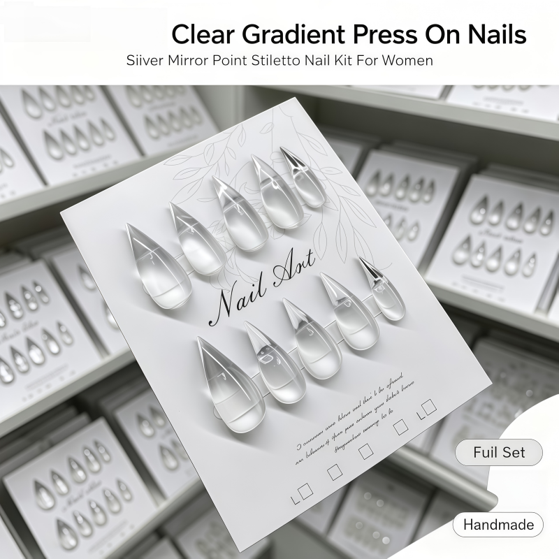 Nail Art Simple Elegant - 2026New 10pcs of ultra-long transparent frosted