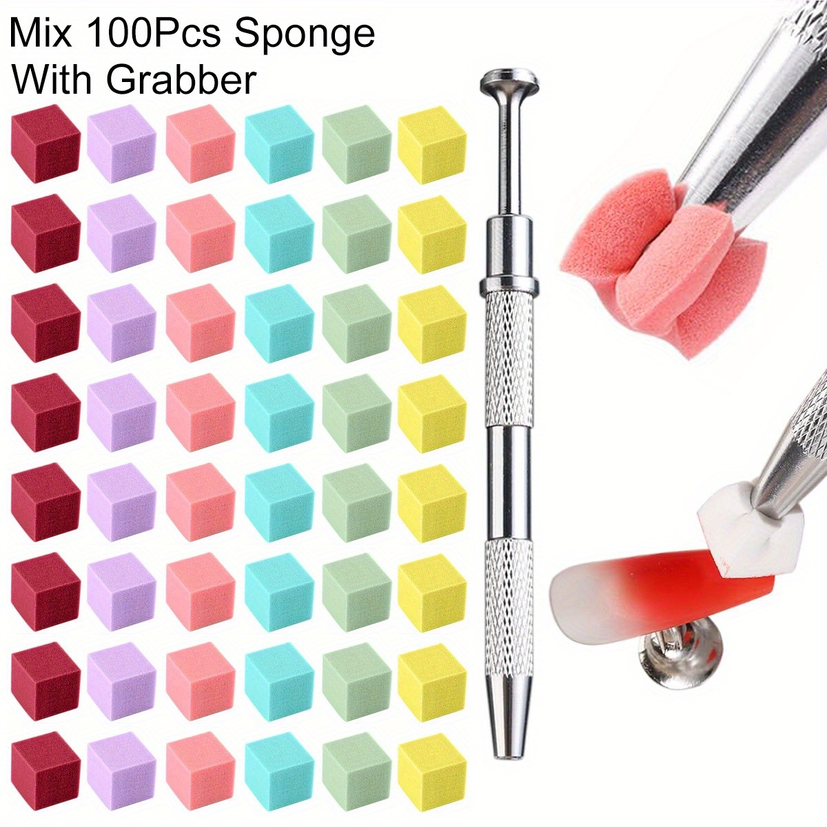 Nail Art Rame - 1/50/100Pcs Square Nail Art Sponge Set