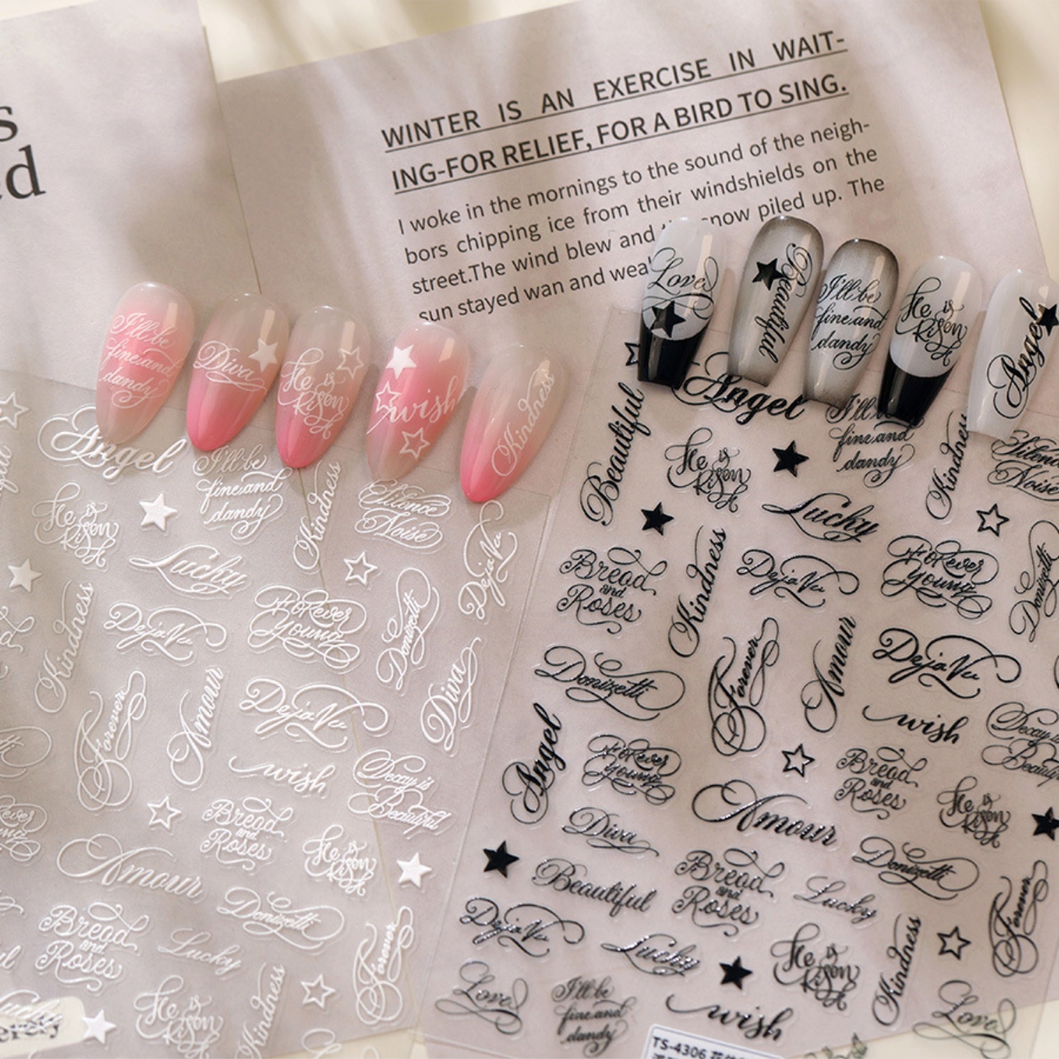 Nail Art Simple Elegant - Elegant Cursive Letter 5D Nail Art