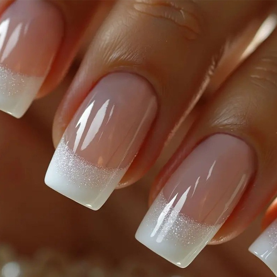 Nail Art French - 24pcs/set Medium Square fake nails for