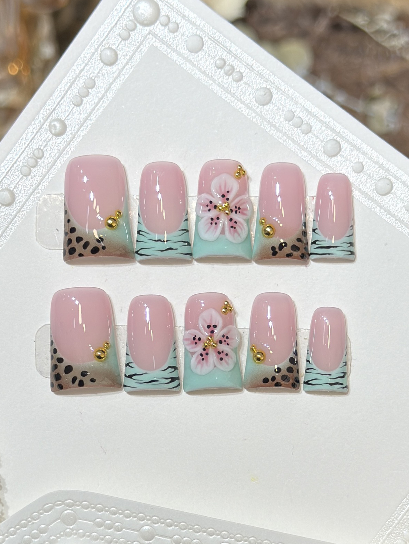 Nail Art Zebra - 10pcs Press on Nails Duck Mouth