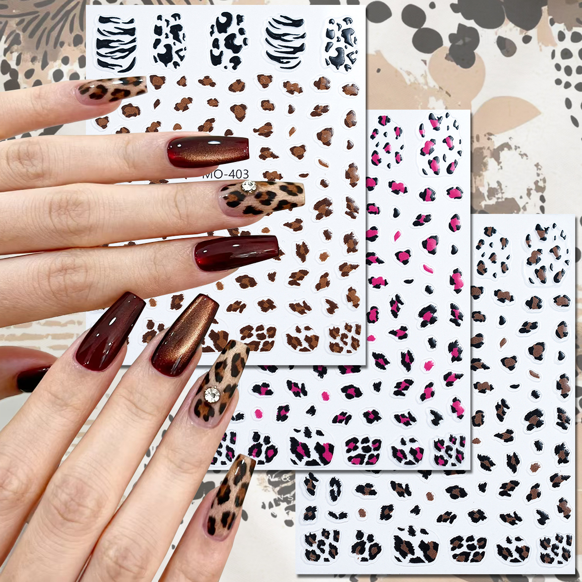 Nail Art Zebra - 3/6 Sheets Leopard Print Nail Art