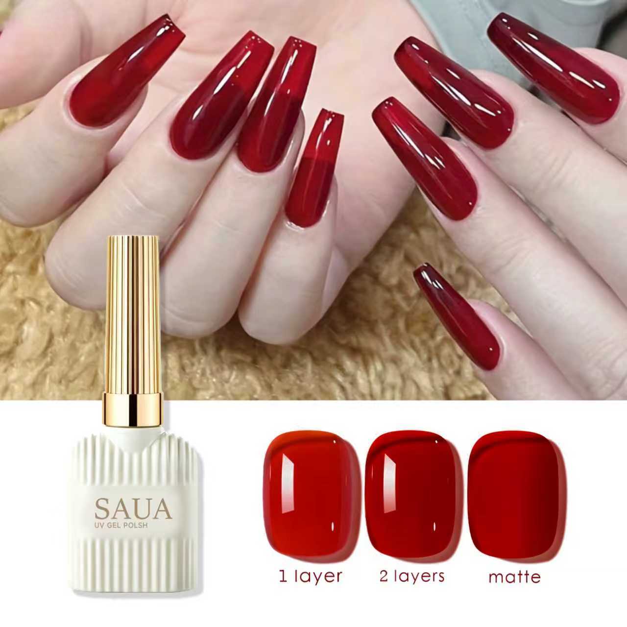 Nail Art Simple Elegant - 15ml translucent red nail polish adhesive,