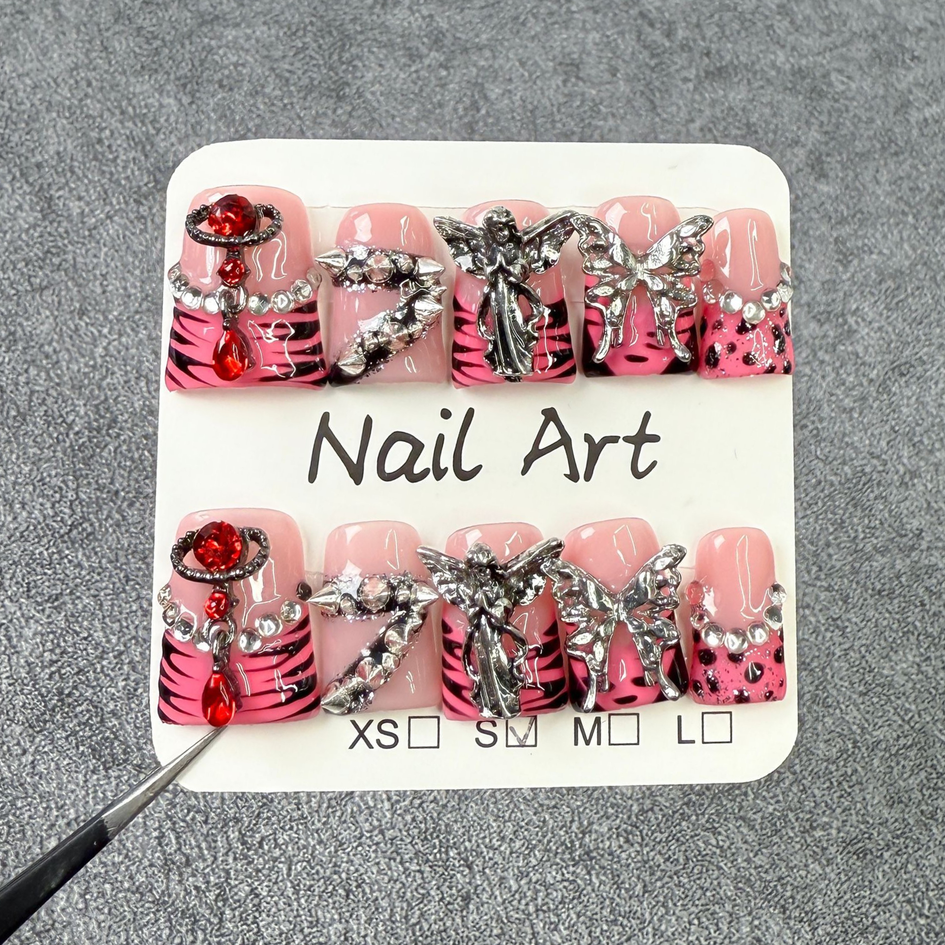 Nail Art Zebra - 10Pcs Duckbill Handmade Press on Nails