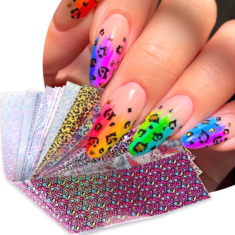 Nail Art Zebra - 10pcs Colorful Leopard Print Nail Transfer