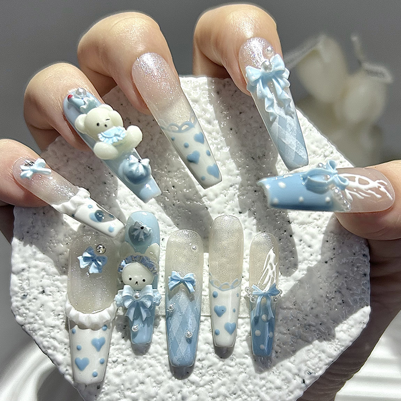 Nail Art French - 10 Pieces Kawaii 3D Bow Teddy