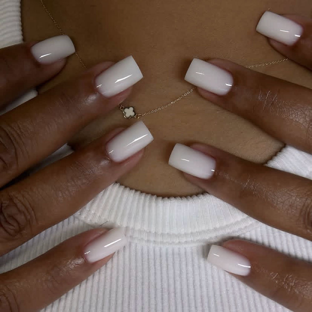 Nail Art Simple Elegant - 24PCS Simple White Press on Nails