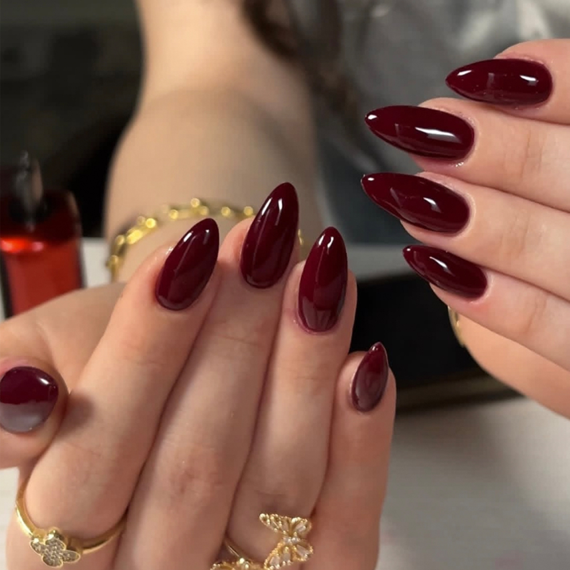 Nail Art Simple Elegant - Nail Art Pure Color Wine Red