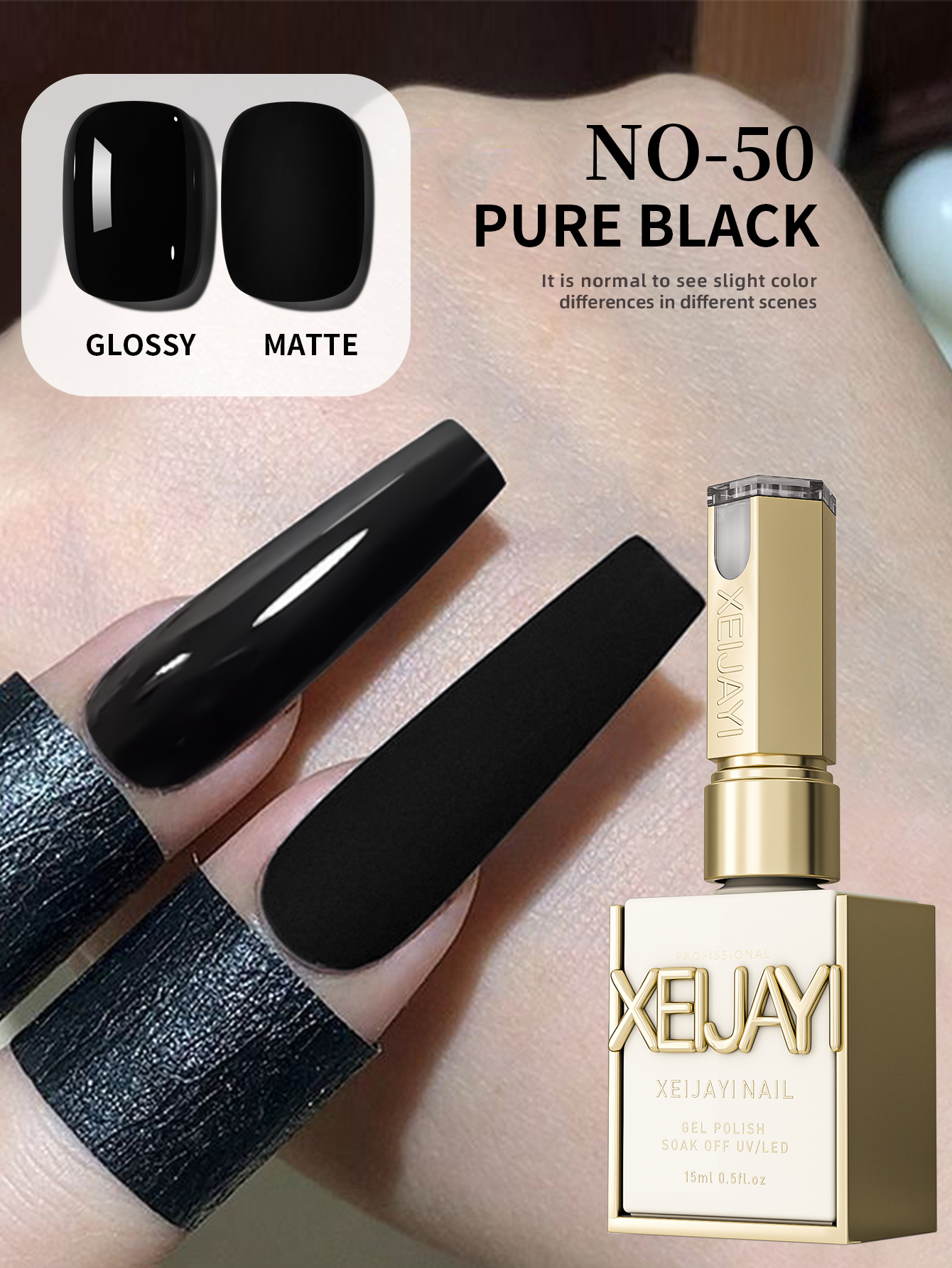 Nail Art Orange - 15ml Black UV/LED Nail Polish, Unscented,