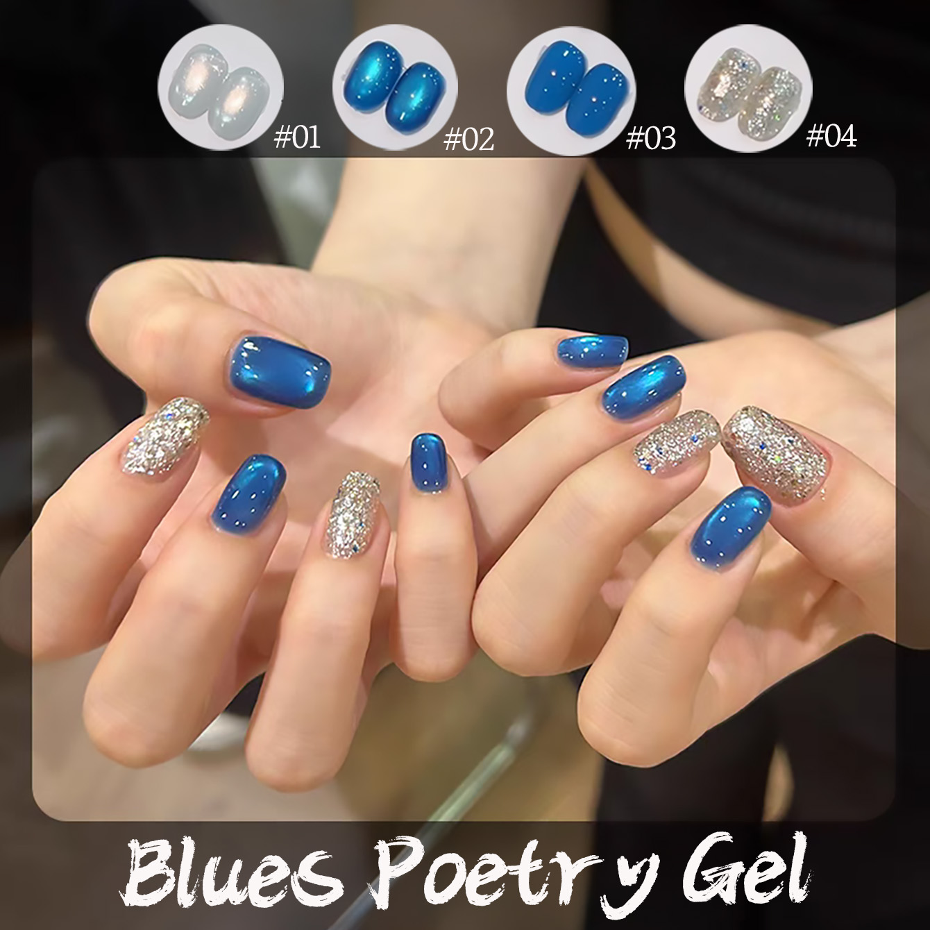 Nail Art Ice Blue - 1pcs PSK Summer Popular Blues Poetry