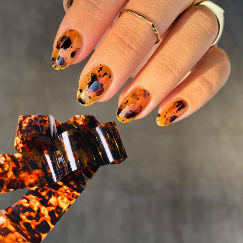 Nail Art Zebra - 1roll 100CM*4CM Tortoise Shell Amber Design