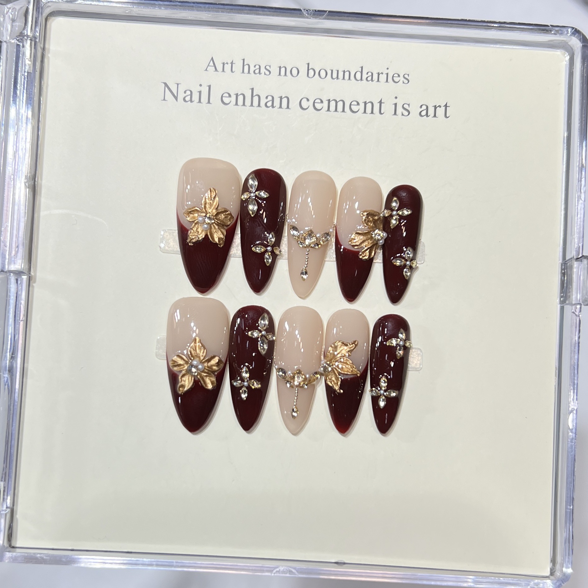 Nail Art French - 10Pcs Handmade Elegant French Detachable Fake