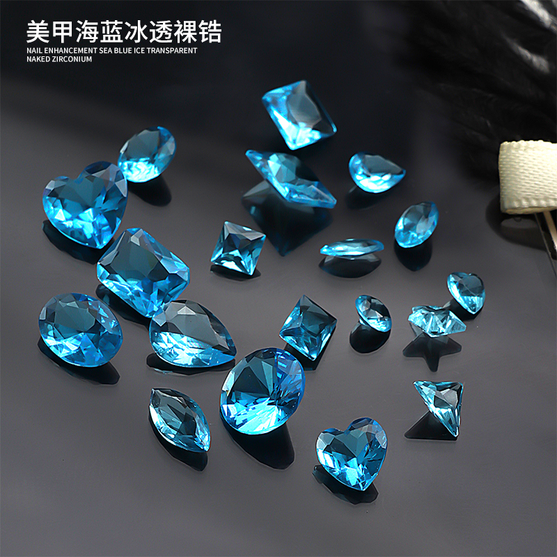 Nail Art Ice Blue - 30PCS Brief Ice Transparent Sea Blue