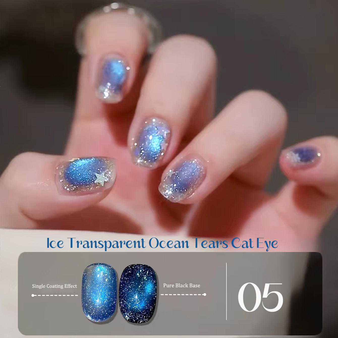 Nail Art Ice Blue - SHAKA 1pcs Summer Popular Ice Transparent