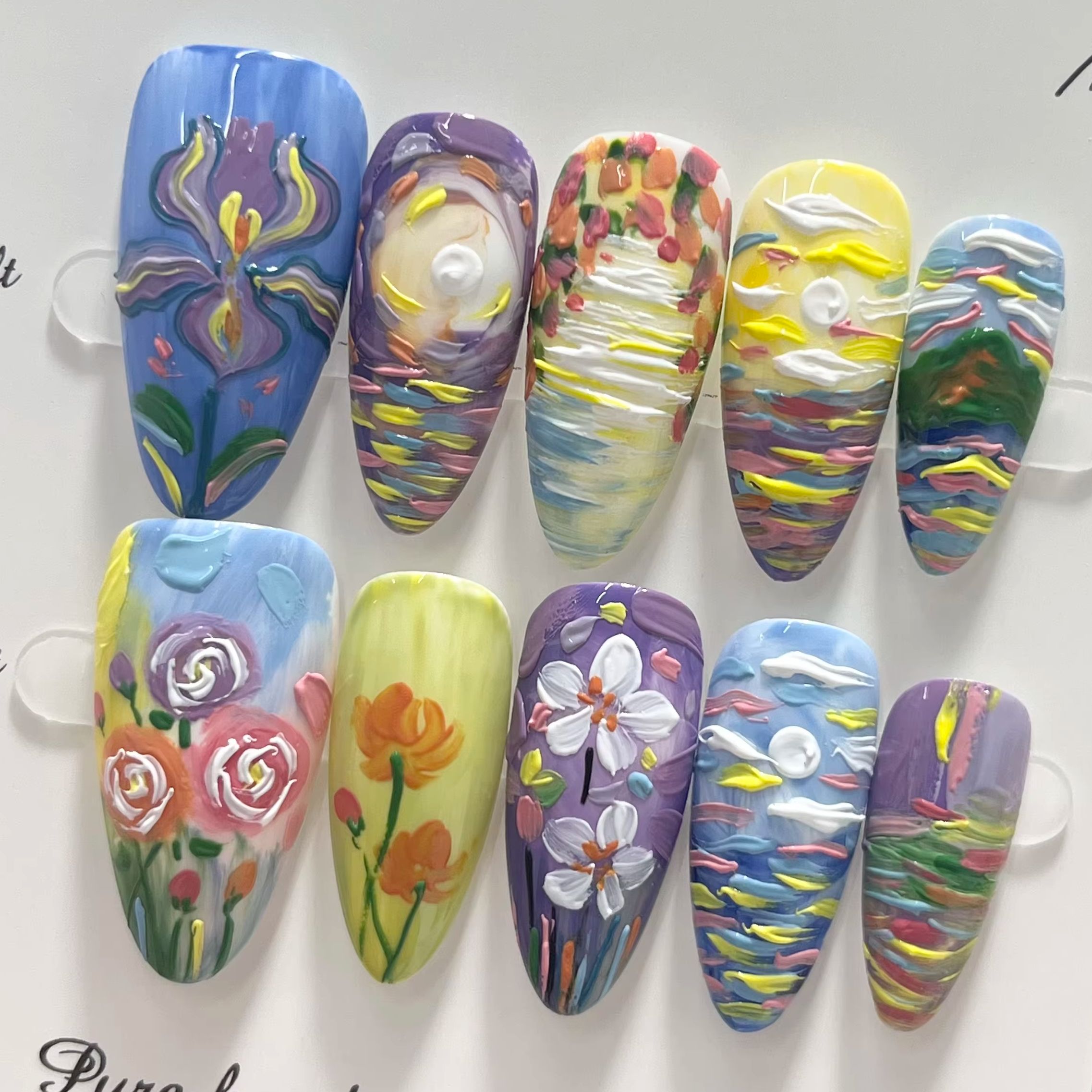 Nail Art Van Gogh - Almond Shape Van Gogh Starry Sky