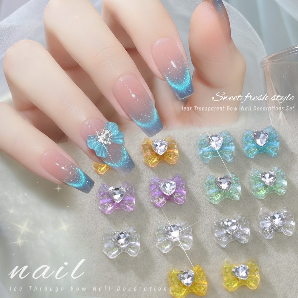Nail Art Lotso - 10Pcs/Lot 3D Glitter Bowknot Nail Art