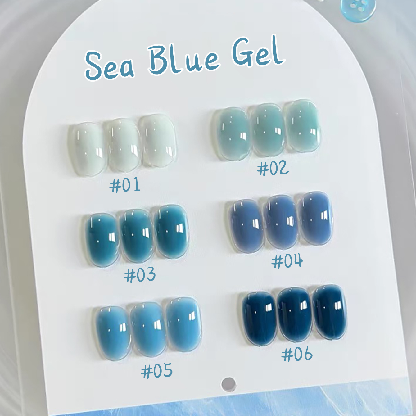 Nail Art Ice Blue - 1-10pcs WS Ice Transparent Blue White