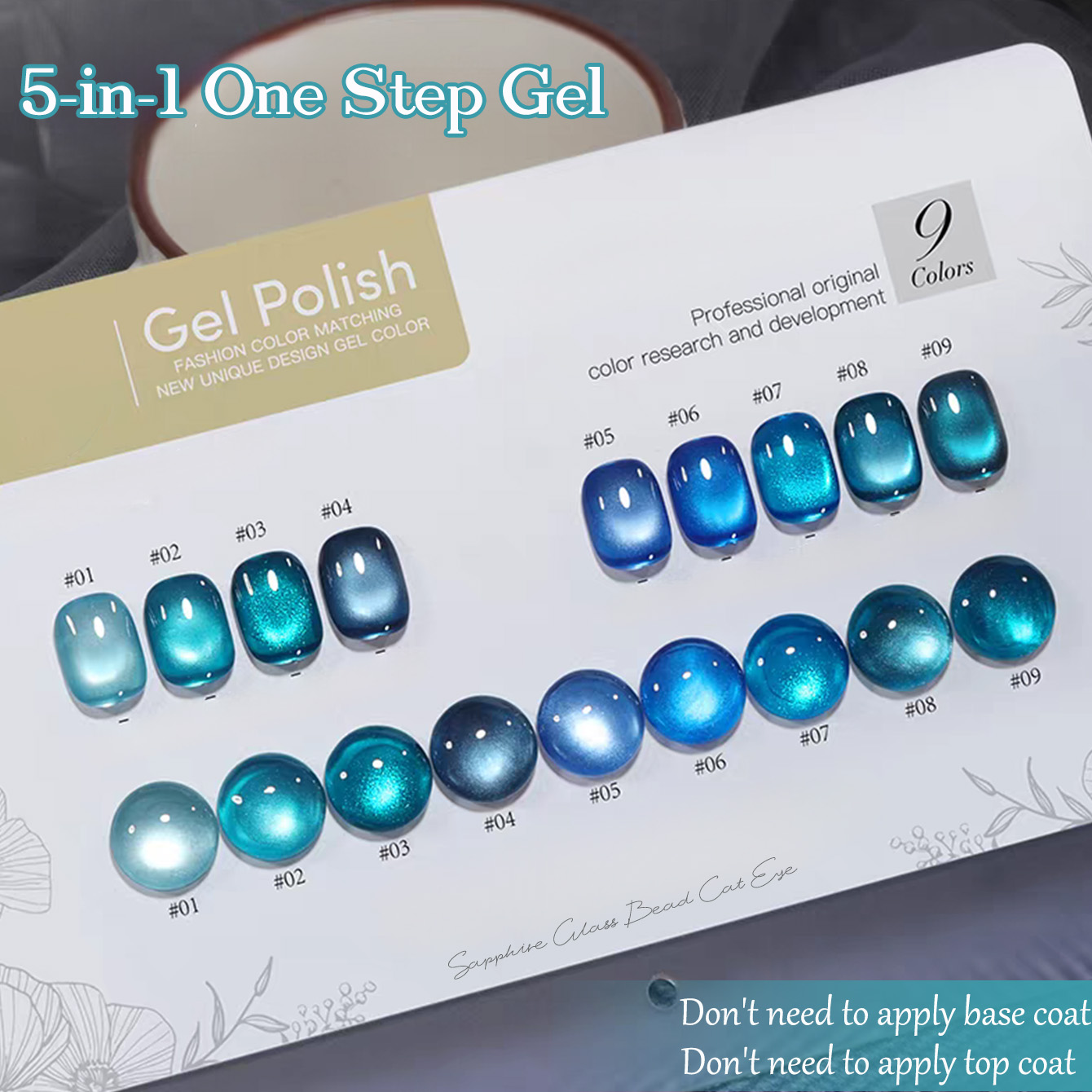1pcs SHAKA Sapphire Glass Bead - Nail Art Ice Blue 评论和价格