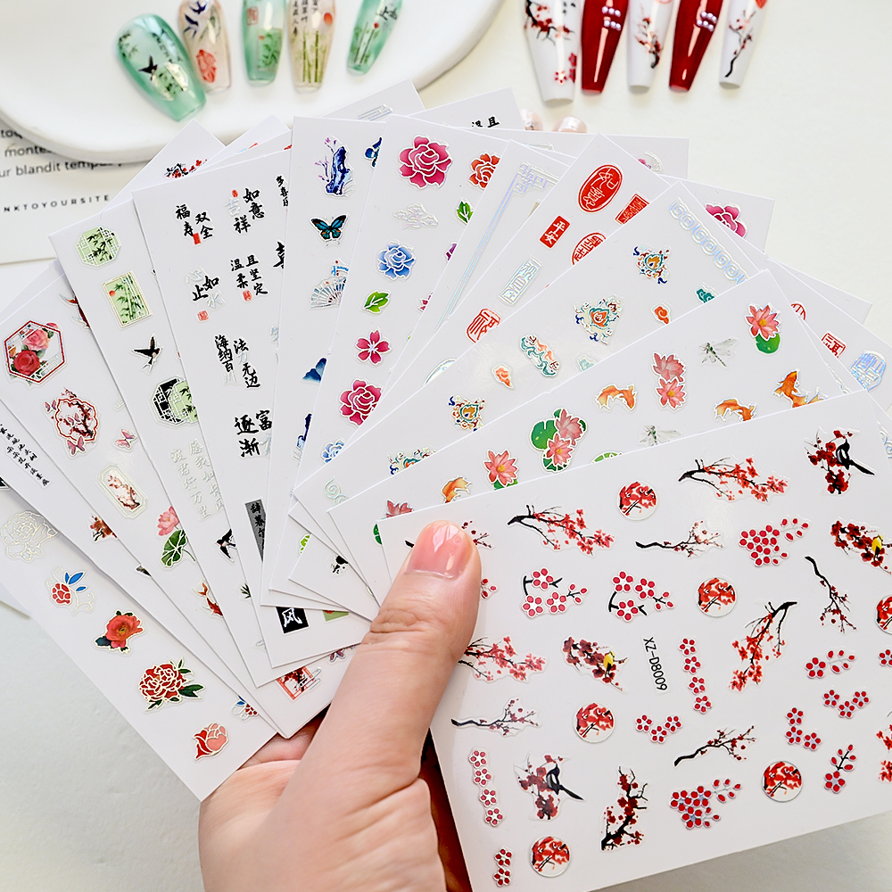 12Pcs/Lot Chinese Style Lotus  - Nail Art Lotso 评论和价格