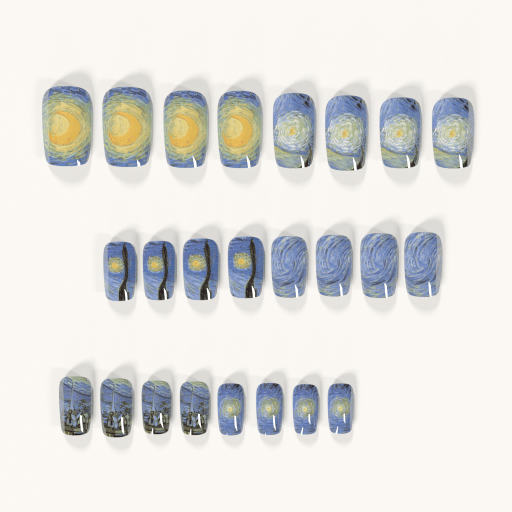 24pcs Medium Square Vintage Va - Nail Art Van Gogh 评论和价格