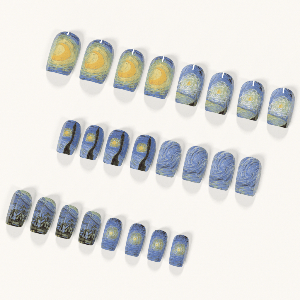 24pcs Medium Square Vintage Va - Nail Art Van Gogh 评论和价格