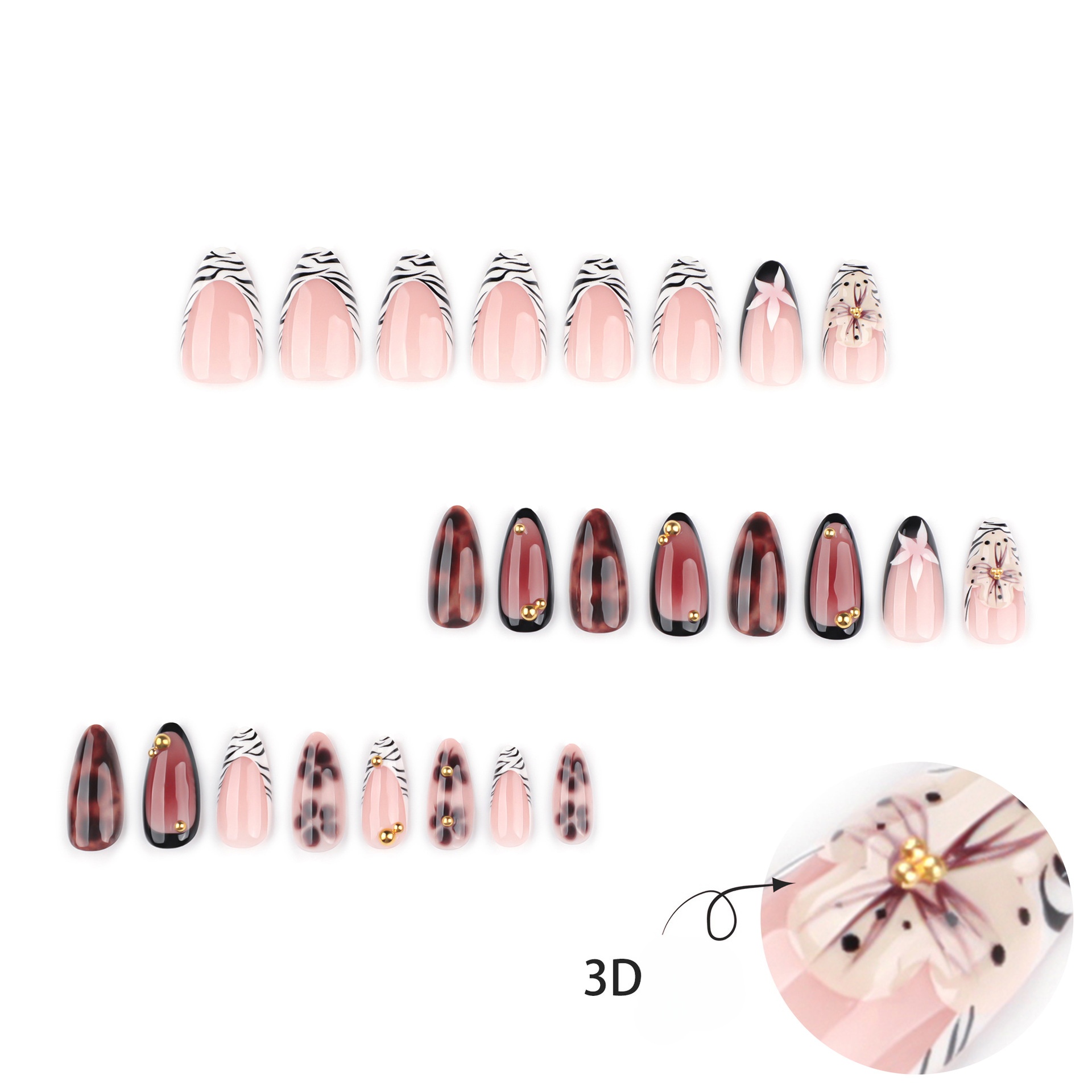 24Pcs French Zebra-Print Fake  - Nail Art Zebra 评论和价格