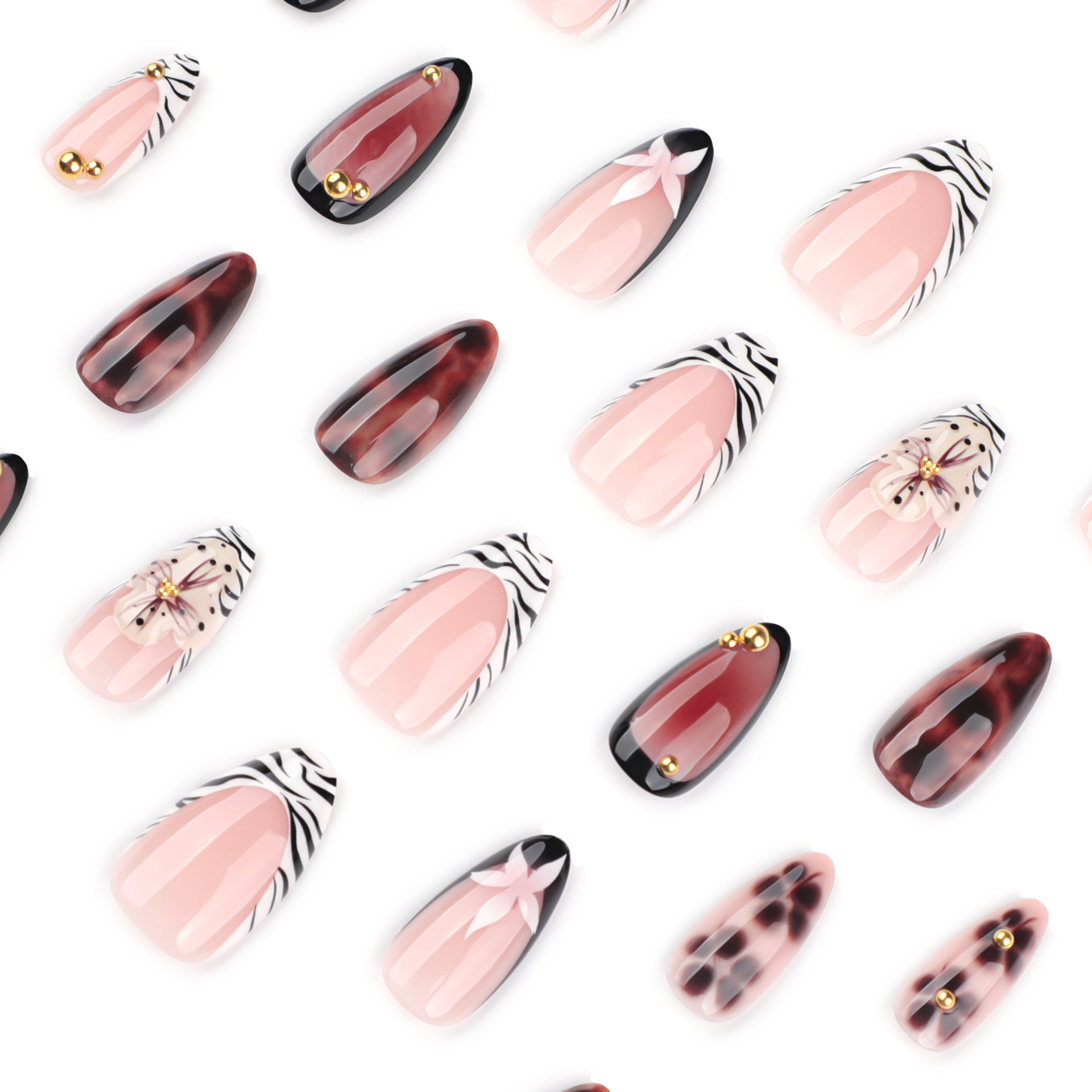 24Pcs French Zebra-Print Fake  - Nail Art Zebra 评论和价格