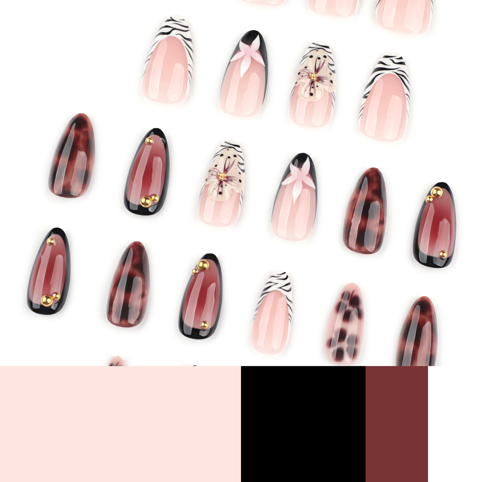 24Pcs French Zebra-Print Fake  - Nail Art Zebra 评论和价格