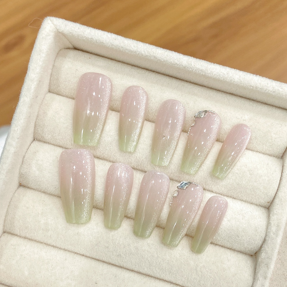 Handmade Almond Press on Nails - Nail Art French 评论和价格