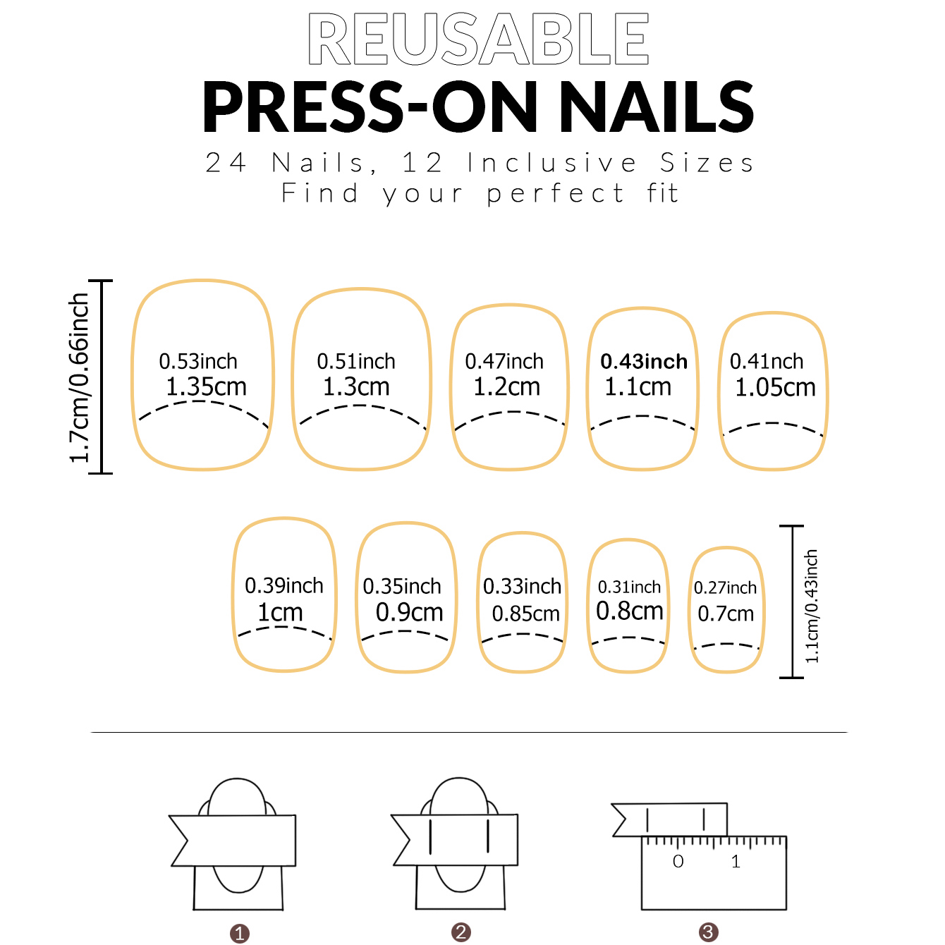 24PCS French White Border Shor - Nail Art French 评论和价格