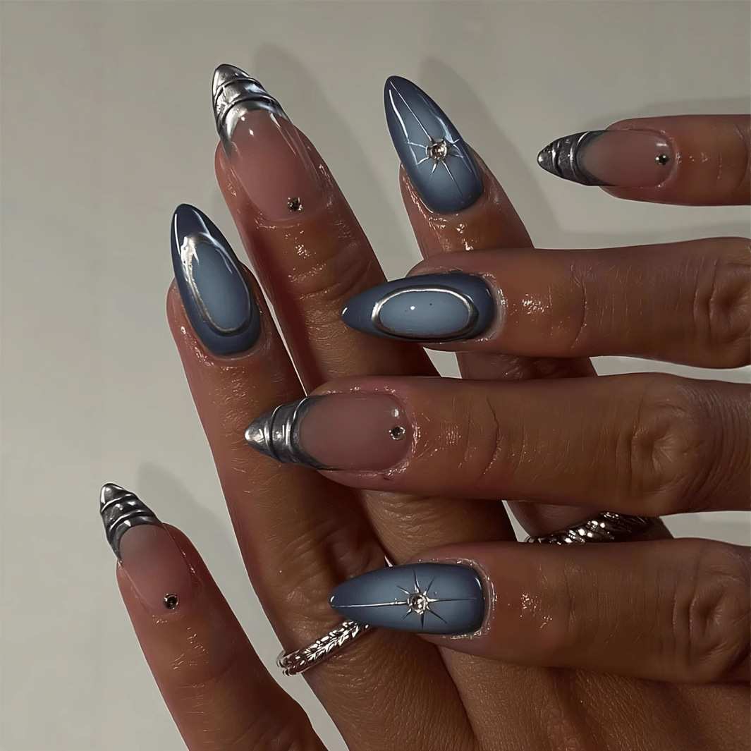 24Pcs Short Almond Nails Set F - Nail Art French 评论和价格