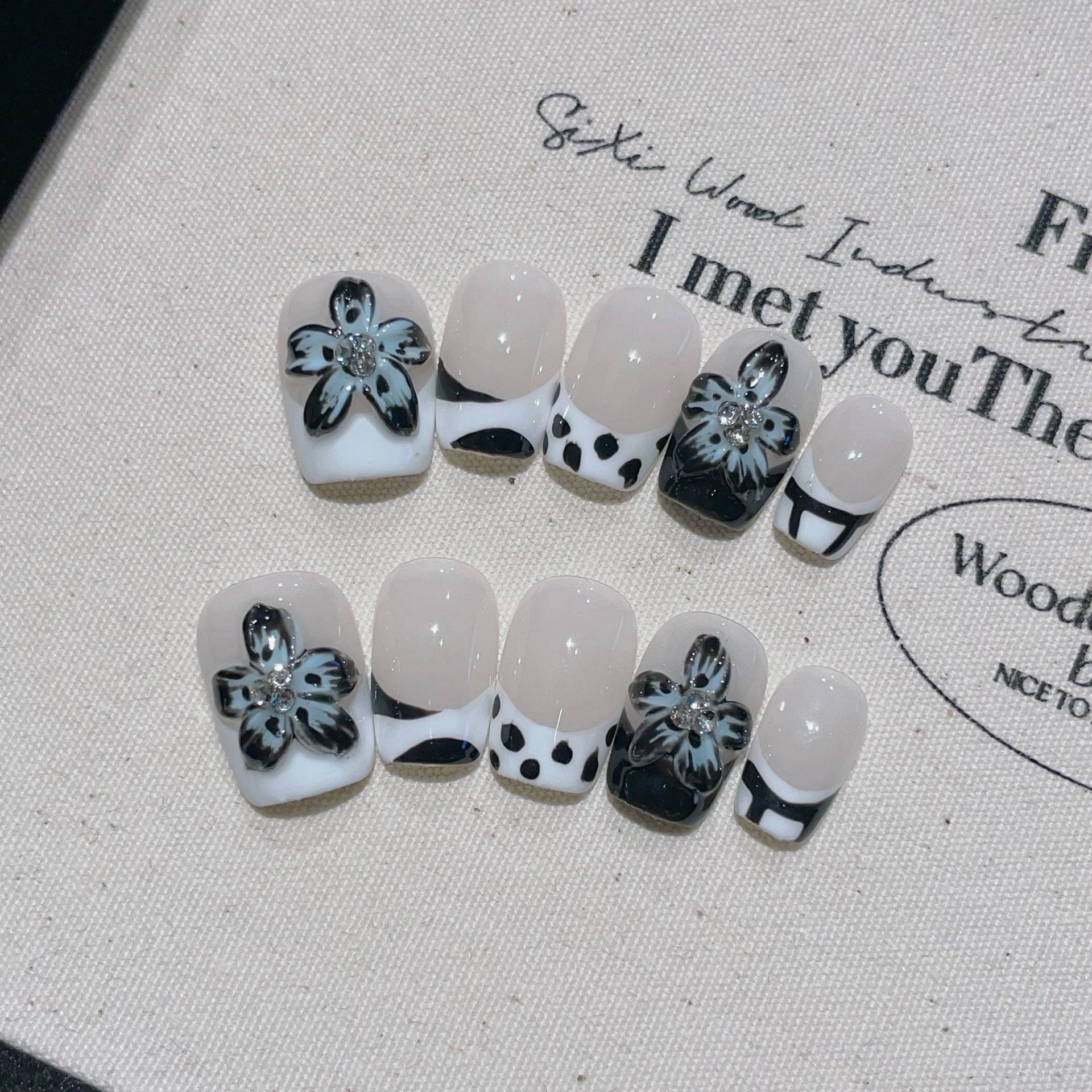10pcs Butterfly Flower Fake Na - Nail Art French 评论和价格