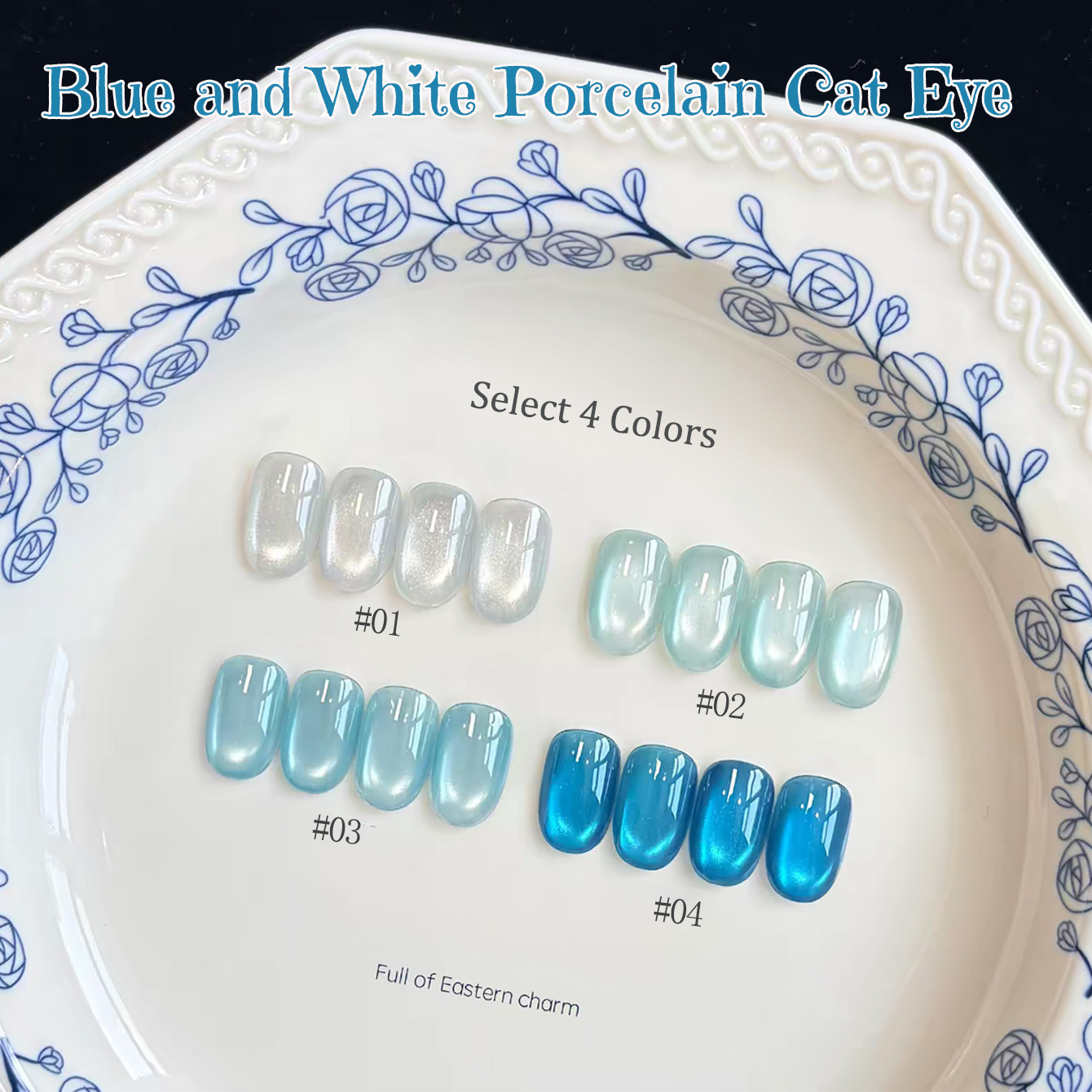 1-8pcs PSK Blue And White Porc - Nail Art Ice Blue 评论和价格