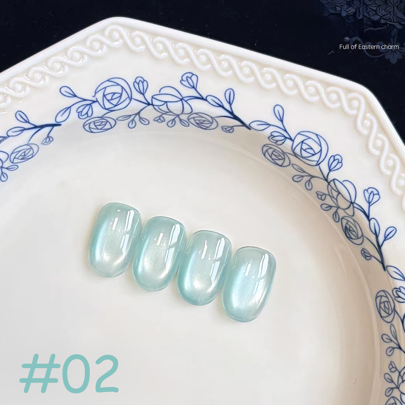 1-8pcs PSK Blue And White Porc - Nail Art Ice Blue 评论和价格