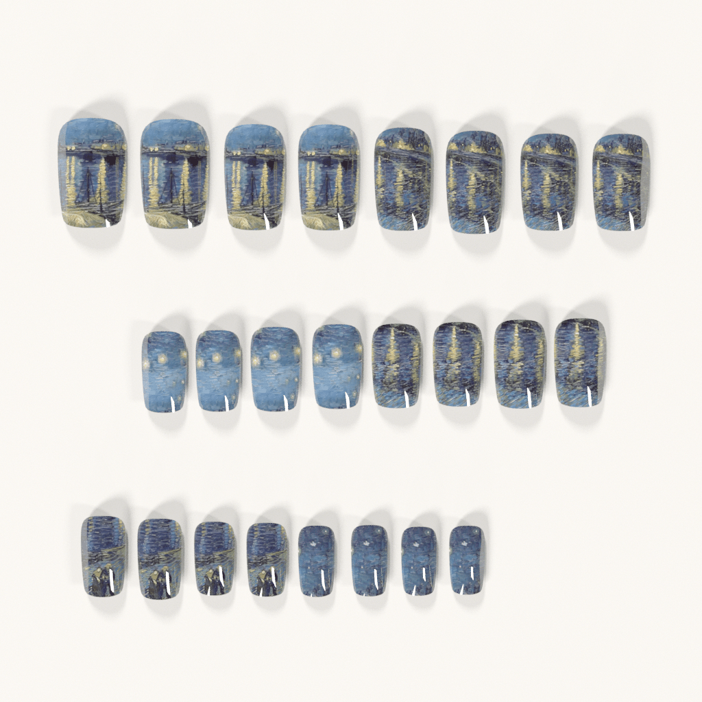 24pcs Medium Square Vintage Va - Nail Art Van Gogh 评论和价格