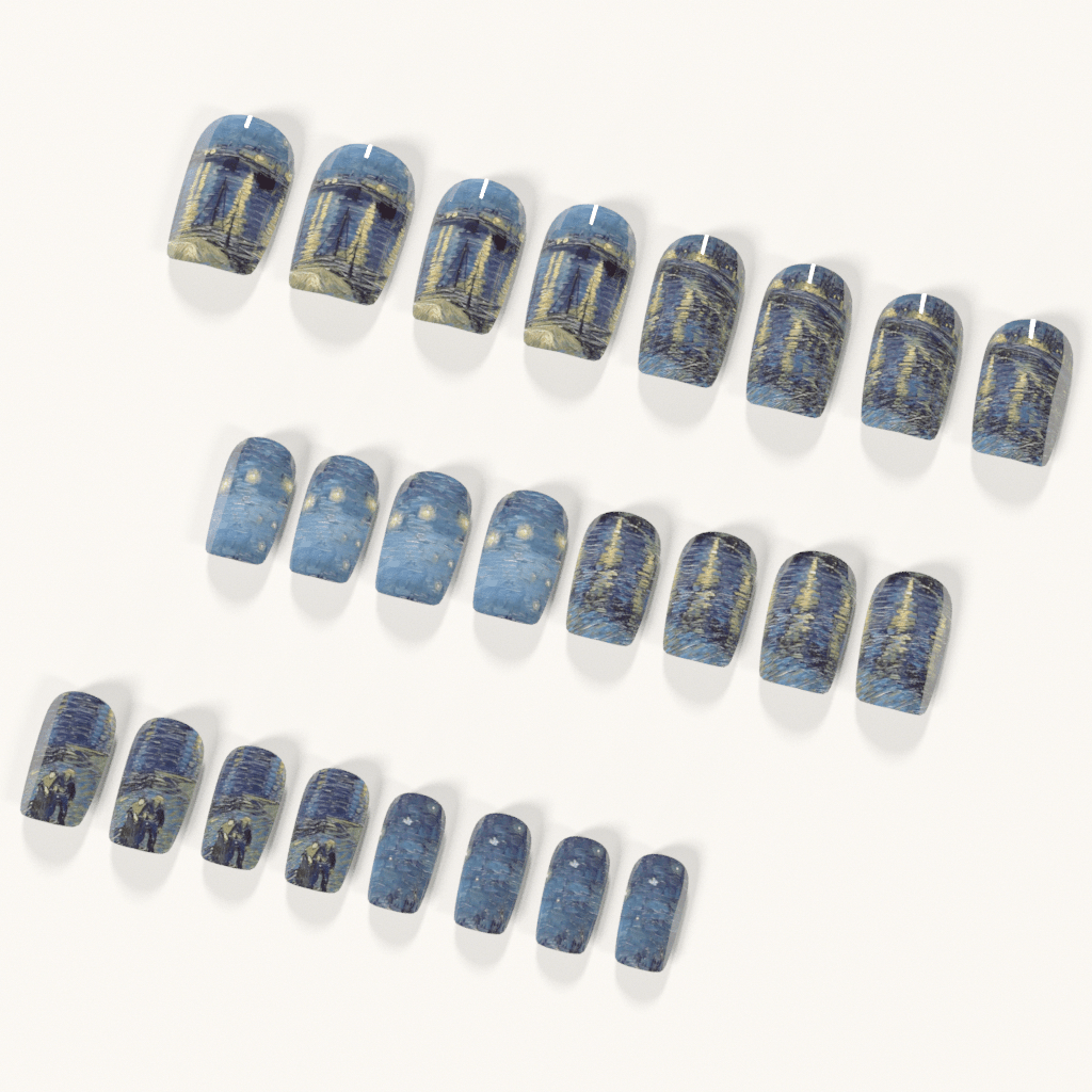 24pcs Medium Square Vintage Va - Nail Art Van Gogh 评论和价格