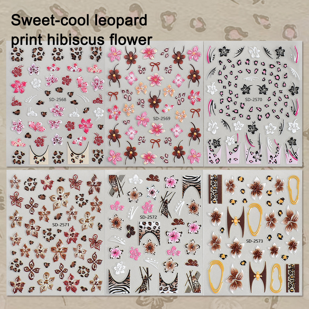3 to 18 Sheets 5D Leopard Zebr - Nail Art Zebra 评论和价格