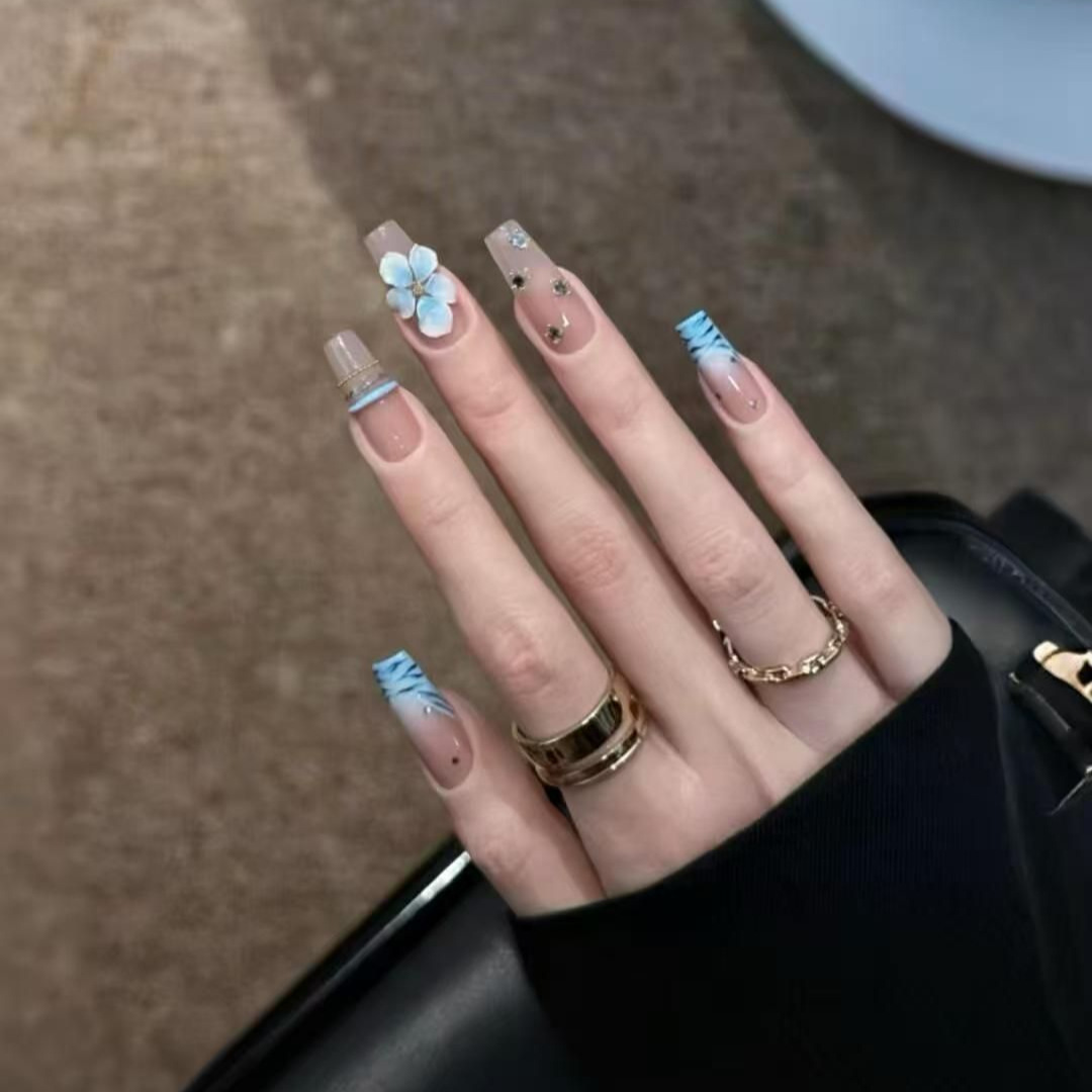 10pcs Handmade Middle Press On - Nail Art Zebra 评论和价格