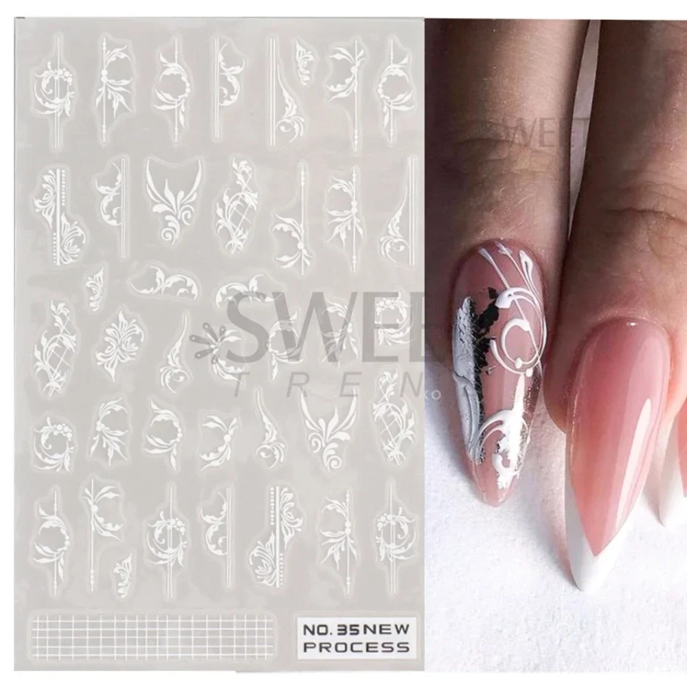 White Lace Flower Nail Art Sti - Nail Art Simple Elegant 评论和价格